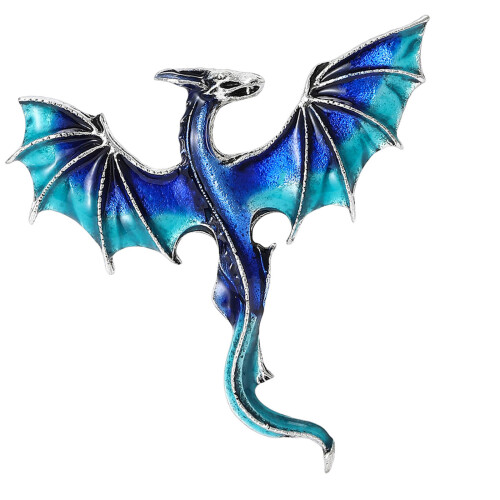 Belle broche en émail Design Dragon, Construction en-Bleu