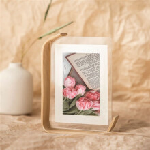 6 Cali DIY Akrylowa Drewniana Ramka na Zdjęcia Zielnik Wyświetlacz Ramka na Zdjęcia z Dwustronną Ramką do Ekspozycji na Stole Home Decor,A
