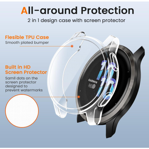 Case with Screen Protector, Full Coverage TPU, 3 Pack for Garmin Vivoactive 4S and Venu 2S 40mm 2
