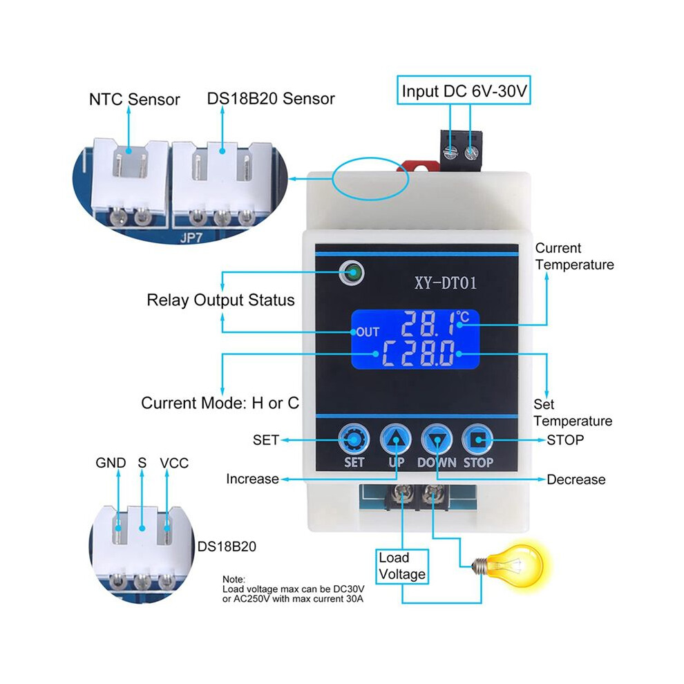 2X Xy-Dt01 Digital Temperature Controller -40-110C Digital Micro-Digital Thermostat With Lcd Display And Sensor 4712439032854