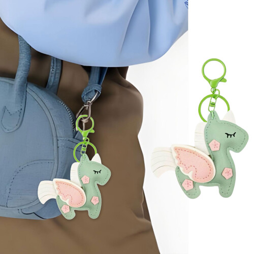 Perfect Gift Cute Pegasus Leather Key Charm Bag Accessory-Green 1