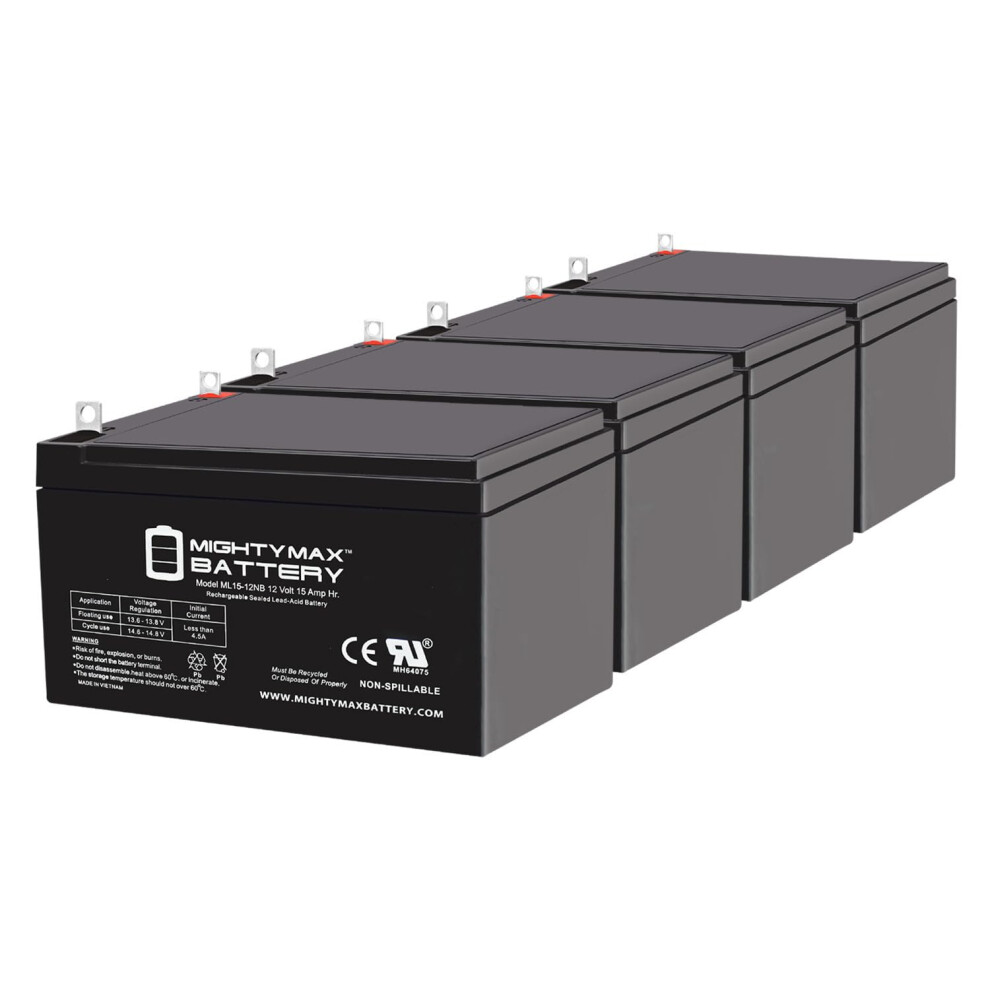 12V 15Ah Sealed Lead Acid Battery Pack Of 4, Reliable Backup Power Agm Deep Cycle Replacement For Ups And Mobility Equipment 9330225020950
