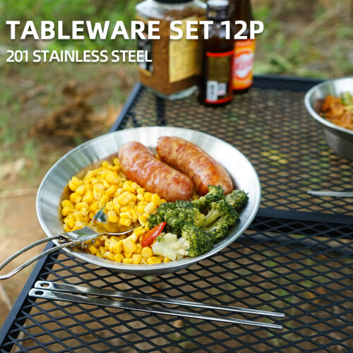 Rustproof Stainless Steel 12Pieces Camping-12piece dinner plat 2