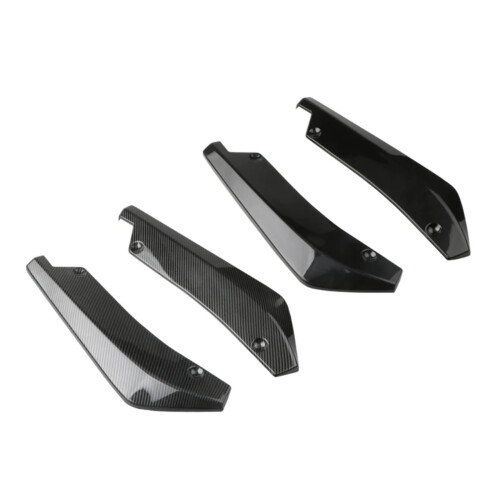 2pcs Universal Car Side Skirt Diffuser and Rear Bumper Lip Spoiler with Canards Black Scratch Protector 1
