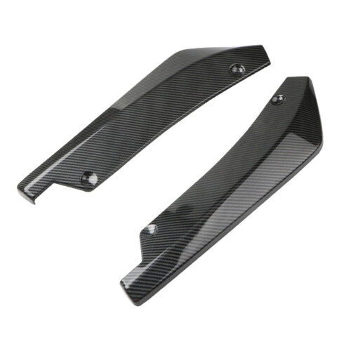 2pcs Universal Car Side Skirt Diffuser and Rear Bumper Lip Spoiler with Canards Black Scratch Protector 2