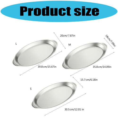 Oval Serving Platter Rusts Resistant Stainless Steel With-M 2