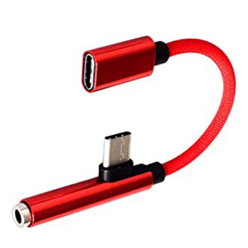 USB C Type C to 3.5mm AUX Headphone Adapter Charging Cable for - Red 2