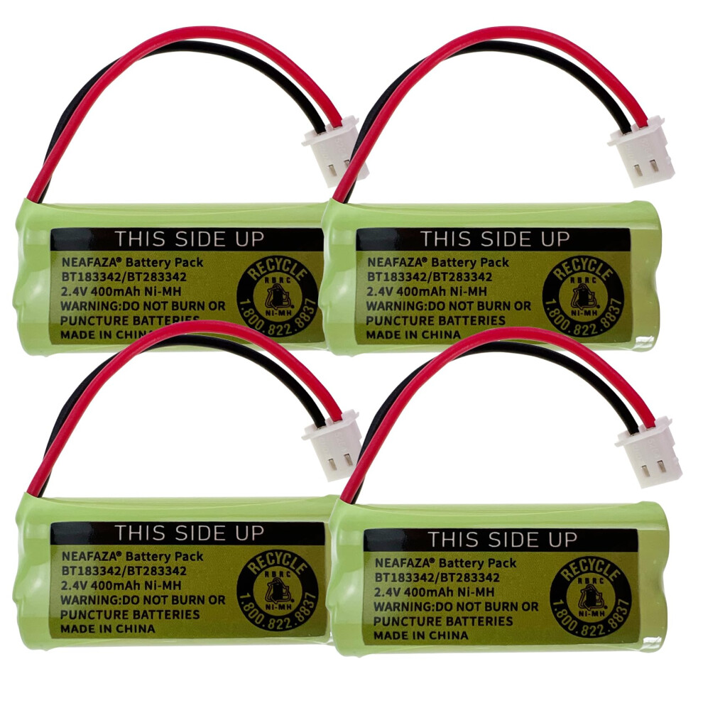 Cordless Phone Battery Pack Bt183342 Bt283342 2.4V 400Mah Nimh Compatible With Vtech And At&T Handsets (4 Pack) 9455672283786