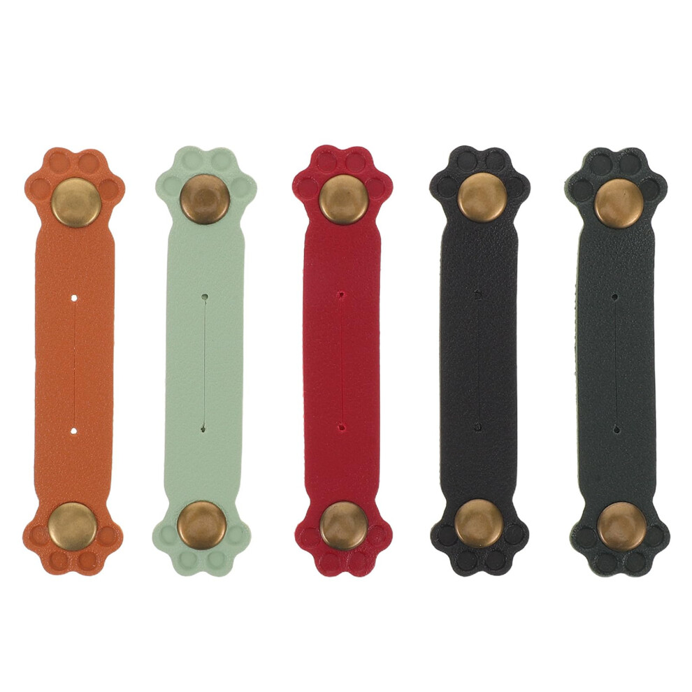 Cat Paw Cable Organizer Set Â 5Pcs Pu Leather Cord Ties For Earphones, Chargers And Desk Management 9455672283915