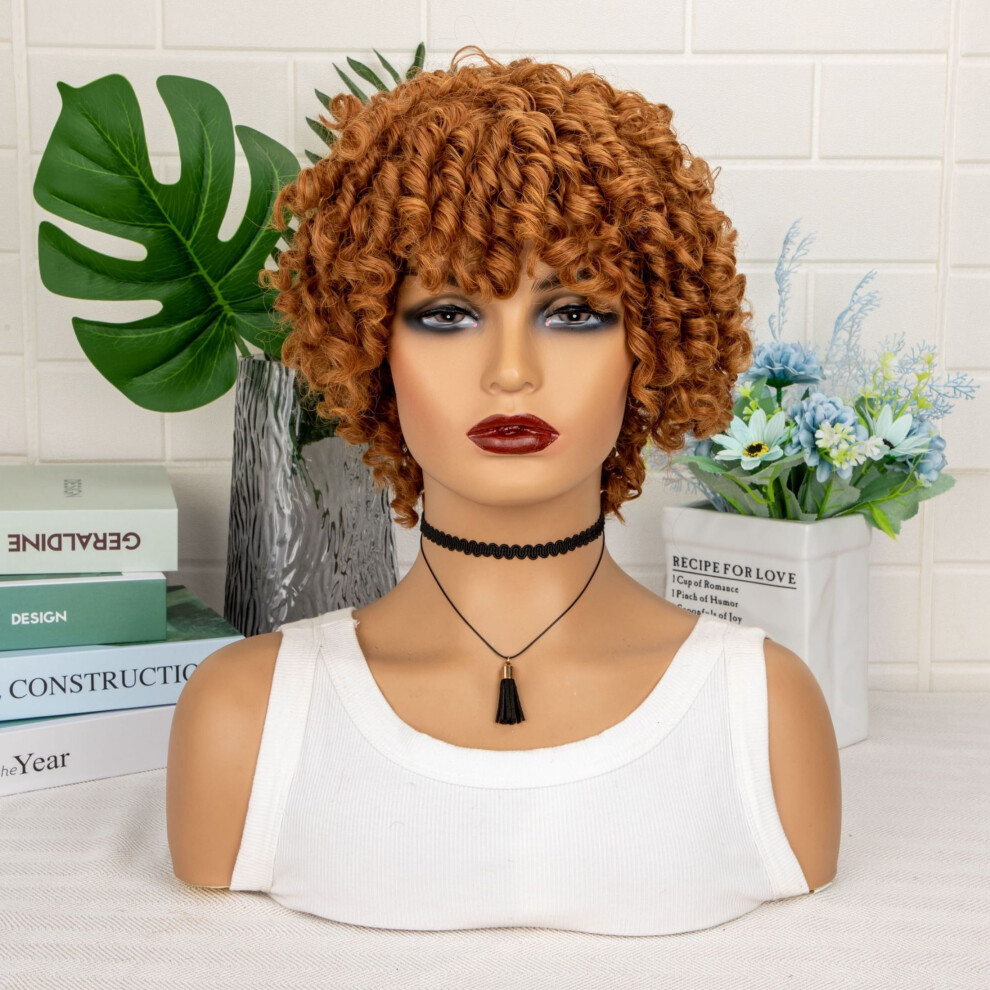 Elf Cut Wig Short Hair Wig with Bangs Mixed Color Highlights Fluffy Synthetic Wig Replacement Wig for Women Halloween Costume Wig
