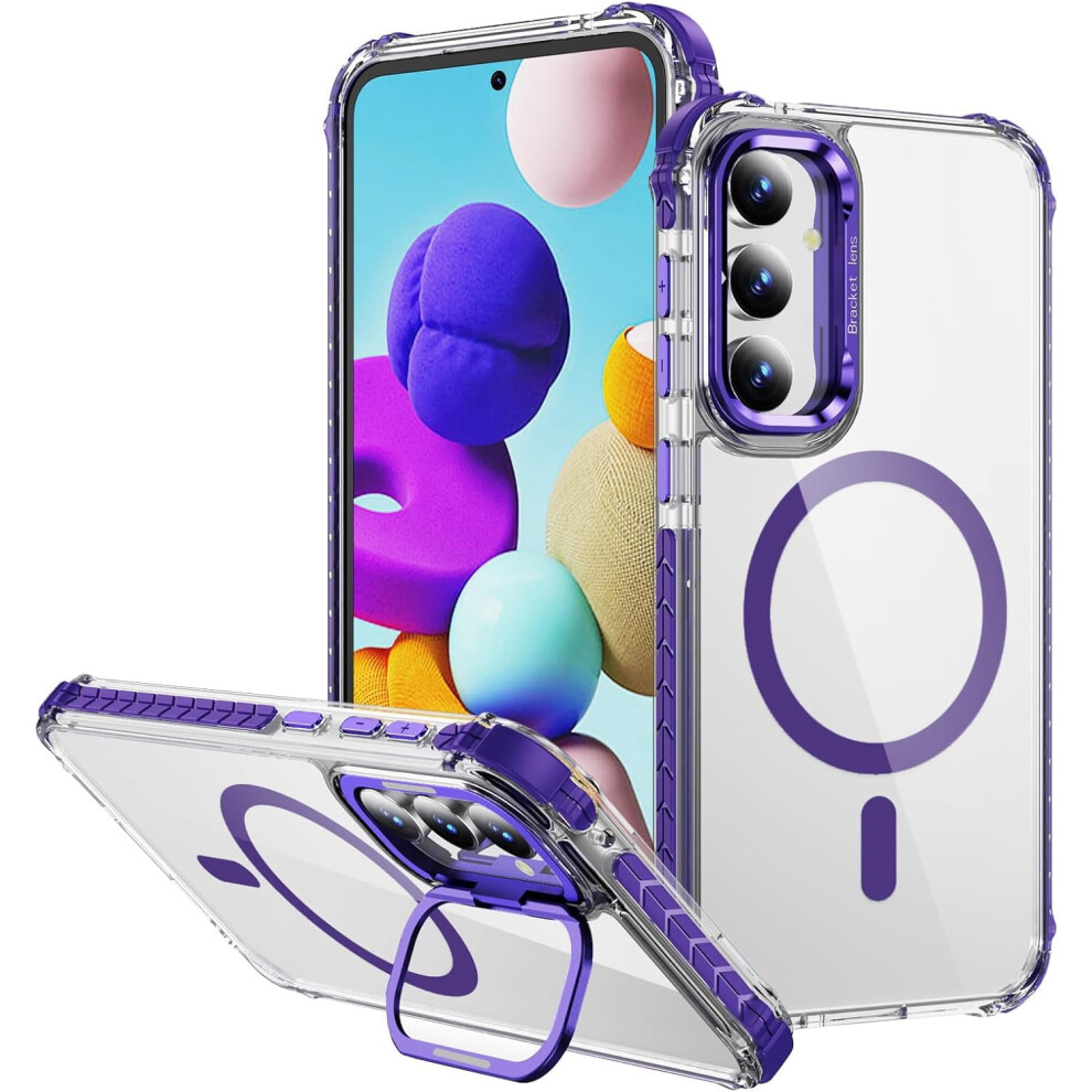 Clear Rainbow Case For Galaxy S23—Military-Grade Drop Protection, Built-In Lens Holder & Kickstand, Wireless Charging Compatible, Shockproof 9365509594445