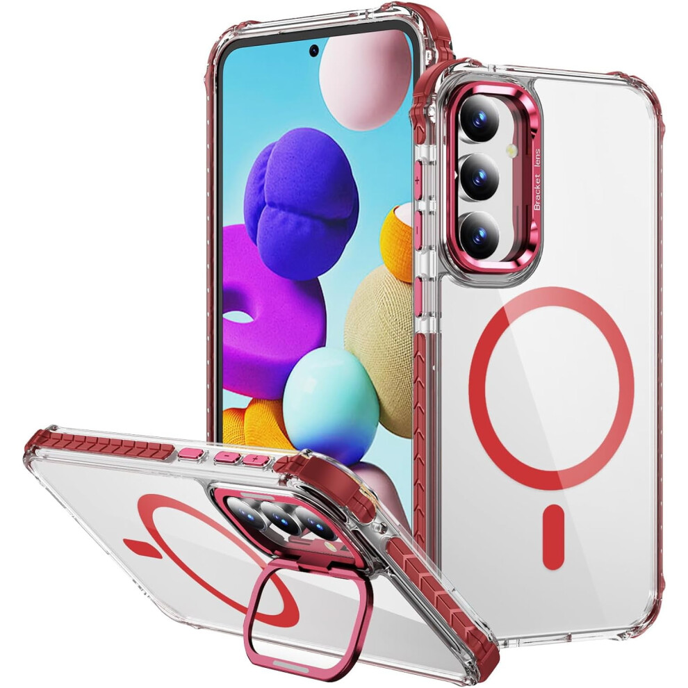 Military Grade Clear Rainbow Case For Galaxy S23—Shockproof, Wireless Charging, Built-In Lens Holder & Kickstand, Compatible With Samsung Galaxy S23 9365509595169