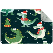 Washable Kitchen Rug with Funny Crocodile Doodle Pattern – Non-Slip Indoor Door Mat for Entryway, Bathroom, Bedroom – Compatible with All Floors