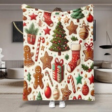 HELLOYOUNG Christmas Flannel Throw Blanket, Ultra Soft Warm Sherpa Plush Fleece, Cozy Couch Bed Office Travel Blanket for Adults Kids, Holiday Gift