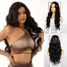 Glueless Synthetic Lace Front Wigs for Women – Pre-Plucked, Pre-Cut, Long Wavy, Middle Part, Ready in 3 Secs
