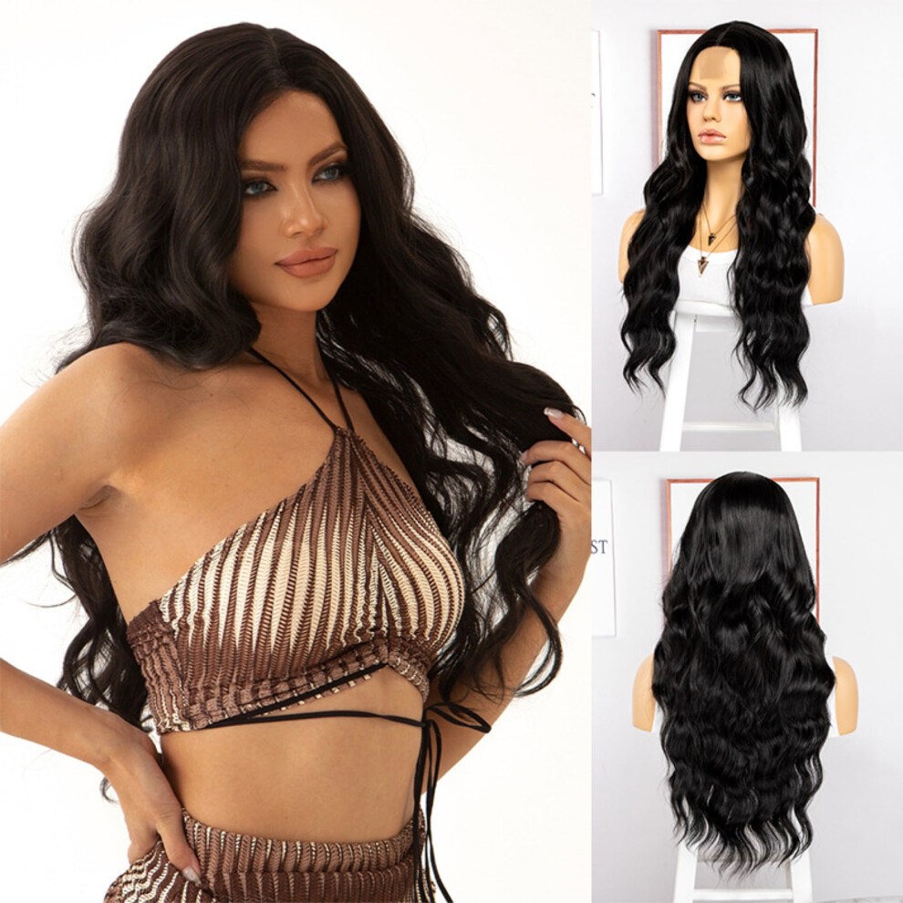 Glueless Synthetic Lace Front Wigs for Women â Pre-Plucked, Pre-Cut, Long Wavy, Middle Part, Ready in 3 Secs