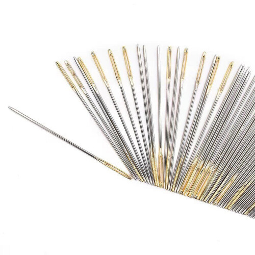 100 Pack Threading Needles,Stainless Steel Sewing Needles, Side Threading Needles for Hand Sewing, Hand Stitching Needles