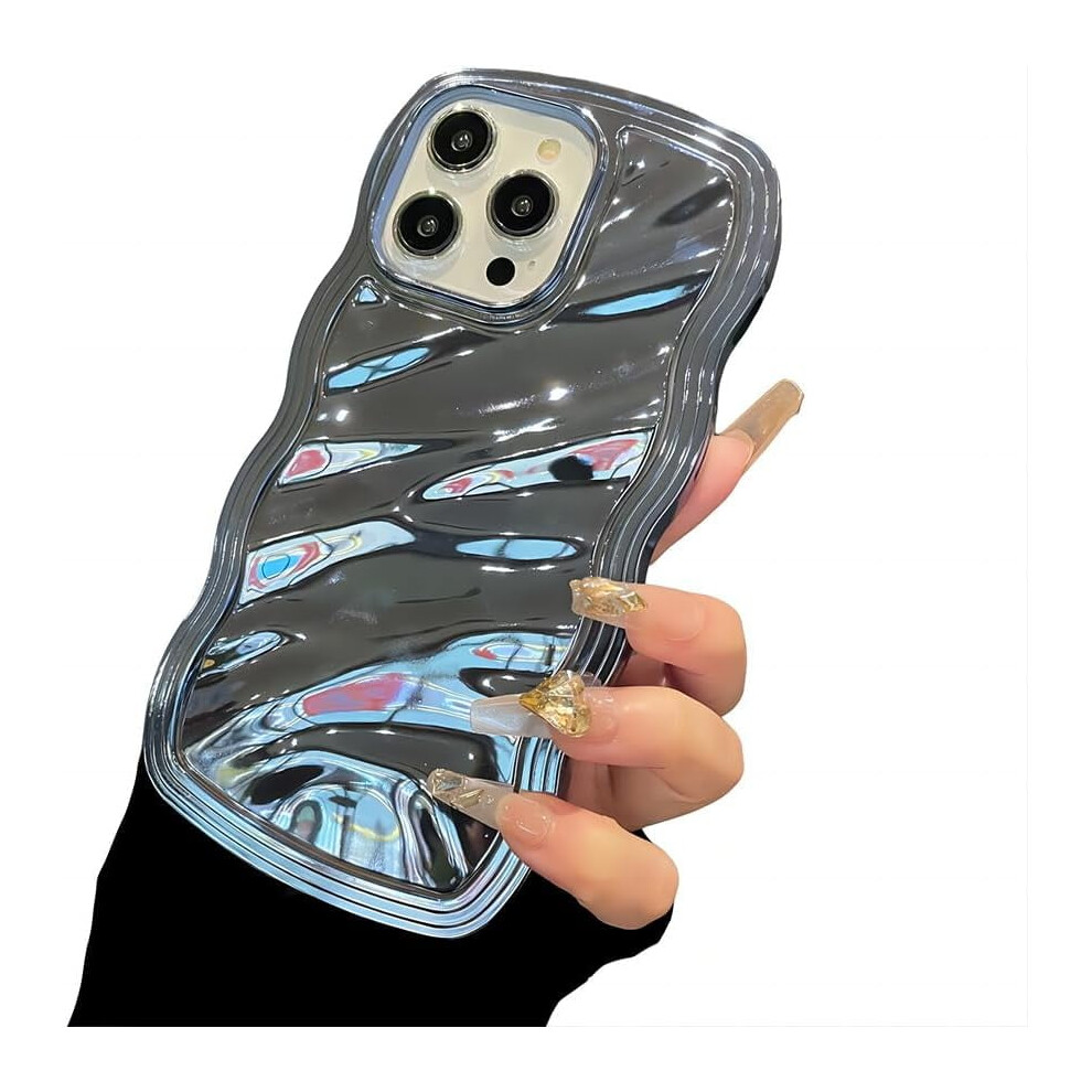 Luxury Electroplated Water Wave Iphone Case Â Shockproof Camera Protection, Compatible With Iphone 12 Pro Blue 9365509597071