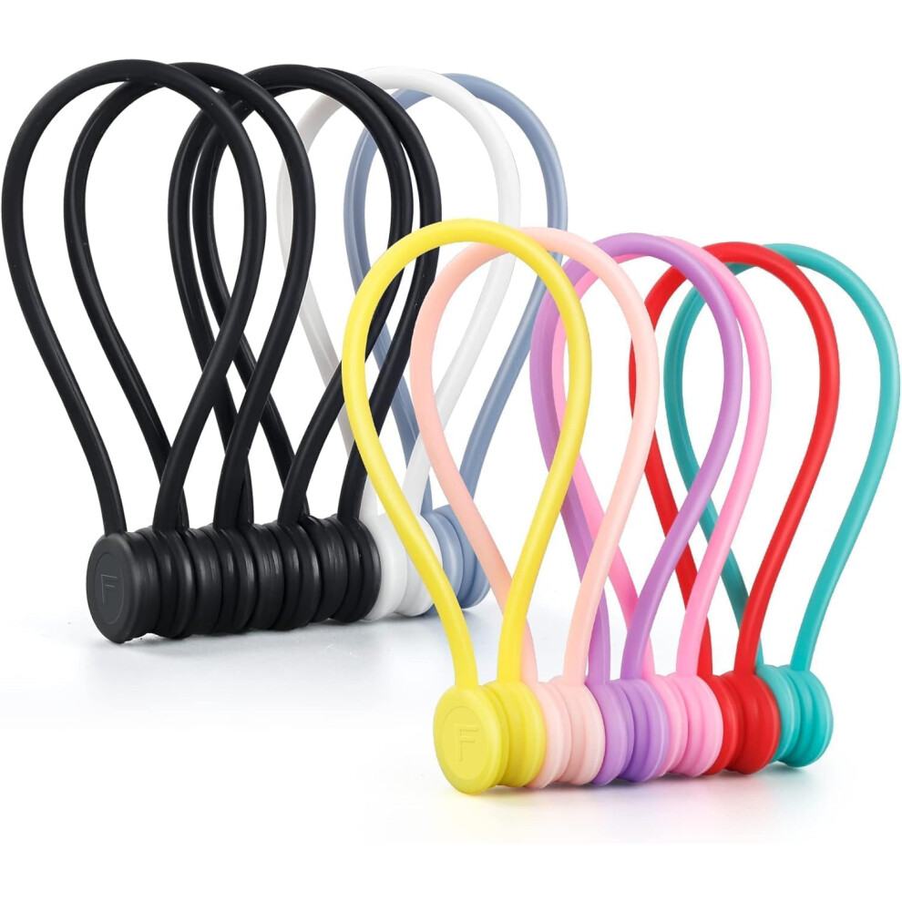 Magnetic Cable Ties 12 Pack Â Reusable Silicone Cord Organizers With Magnetic Lock, Multicolor 9455672284738