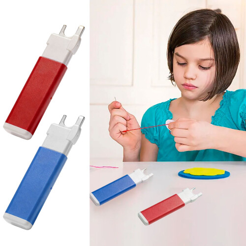 Colorful Threading Tool – Easy Automatic Needle Threader for Sewing & Repairs (Blue+Red), compatible with standard needles 1