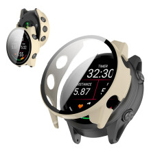 Case with 9H Tempered Glass Screen Protector, Full Body AntiScratch Cover, White for Garmin Forerunner 970