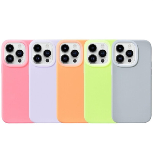 Gray Liquid Silicone Cover Soft Grip Shockproof Slim Protective Case for iPhone 15 Pro Max 1