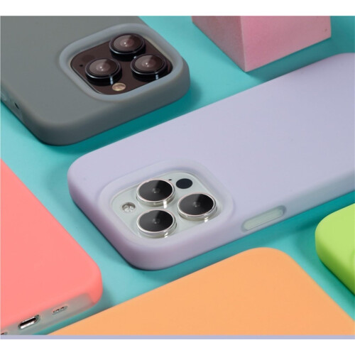 Gray Liquid Silicone Cover Soft Grip Shockproof Slim Protective Case for iPhone 15 Pro Max 2