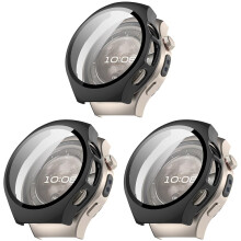Triple Black Shockproof Hard Case with ScratchResistant Screen Protector for Huawei Watch 5 42mm, 3 Pack