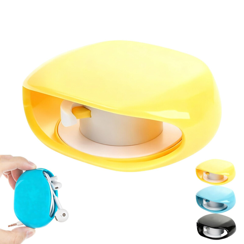 Retractable Cable Organizer Yellow For Earphones And Usb, Tangle Cord Storage 9455672286350