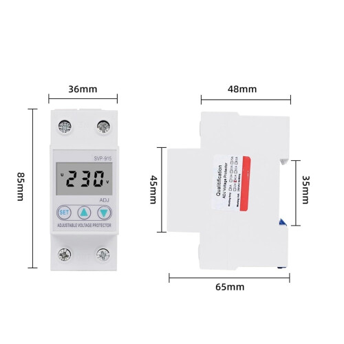 80A Adjustable Over Under Voltage Protection Relay with Automatic Recovery and DIN Rail Mount 2