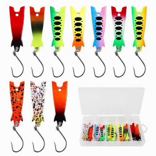 10Pcs Trout Fishing Spoon Lures Sequins Baits Single Hook-M 2