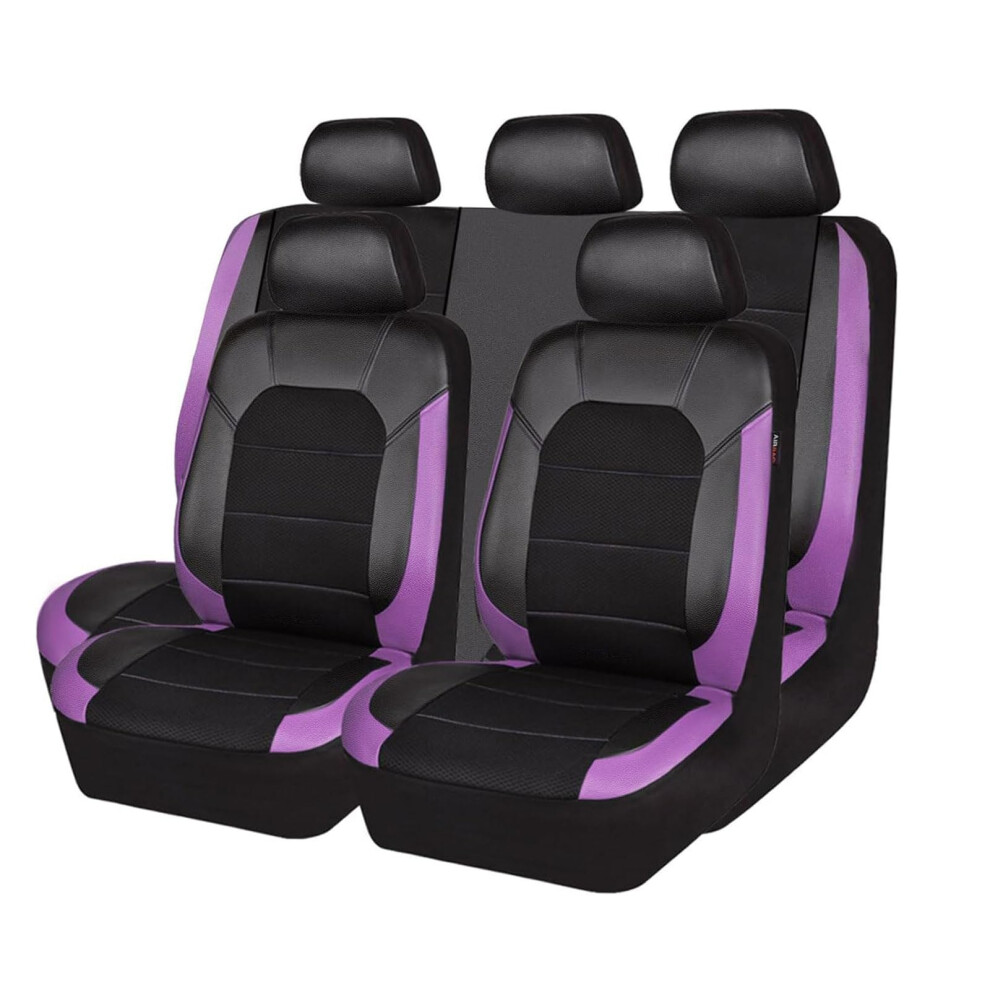 Leather Car Seat Covers Full Set For Fiat 500X 2000Â2024, Waterproof Luxury Pu, NonâSlip Design Purple 9771547584377