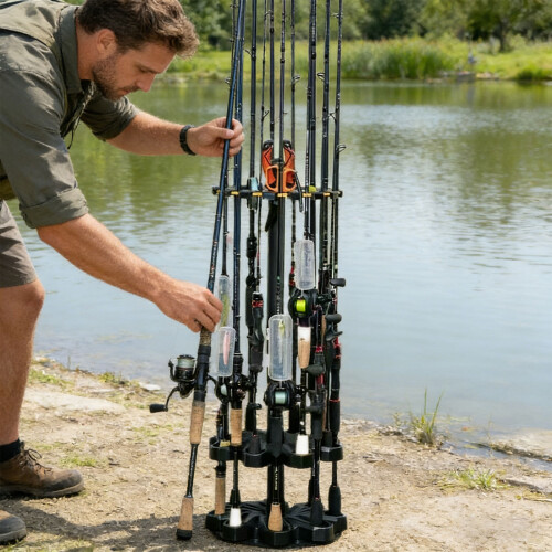 Effective 16 Section Fishing Rod Storage Easy Assembly-Black 1