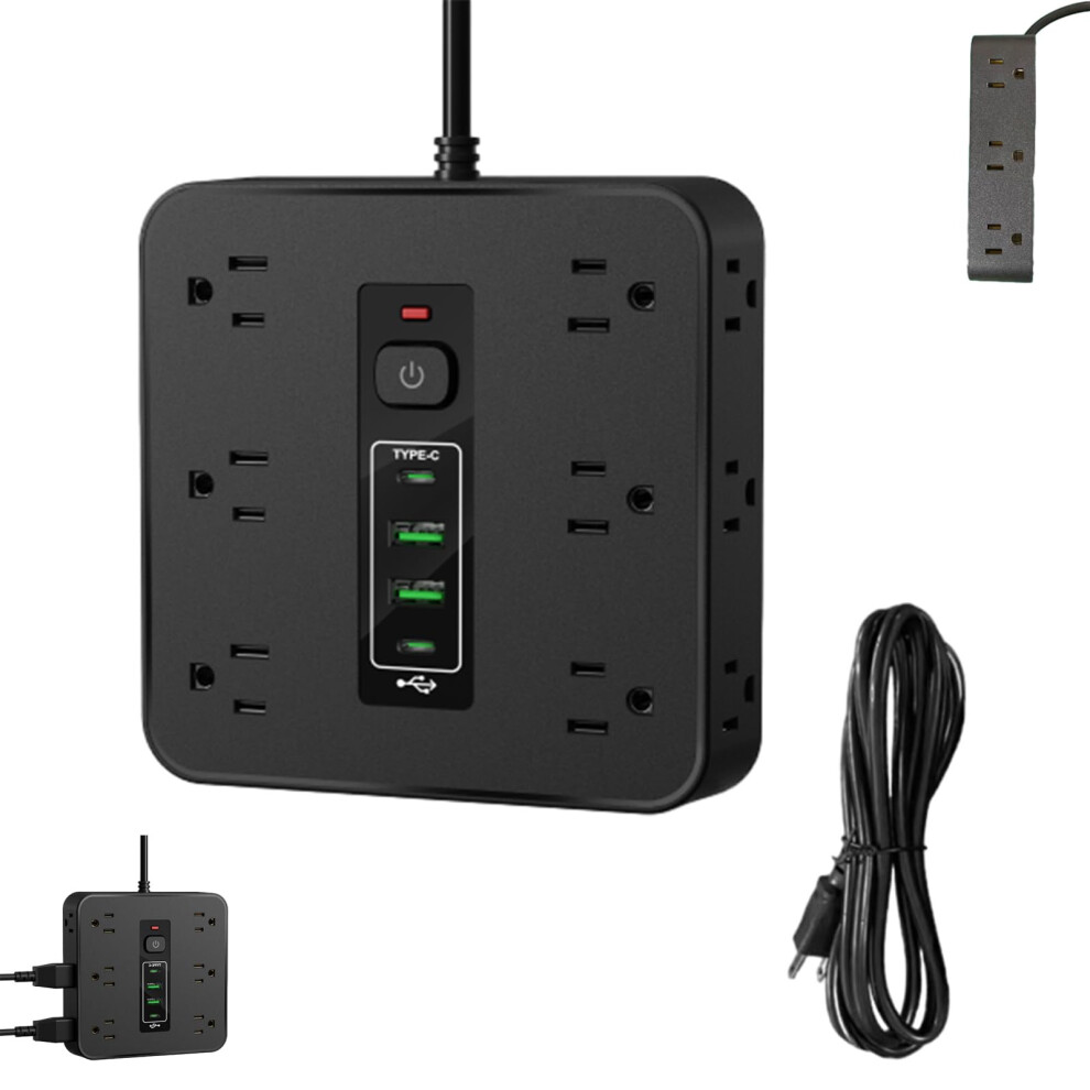 Power Strip Surge Protector 16 Ac Outlets Usb And Typec Ports Fast Charging For Home Office 9455672287401
