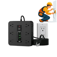 16 Outlet Power Strip with USB and TypeC Ports, Flat Plug Surge Protector for Home and Office