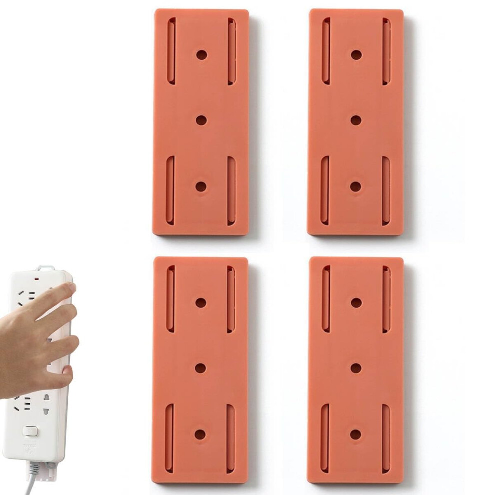 Power Strip Holder Wall Mount, Nodrill Adhesive Socket Bracket For Spacesaving Cable Management, Pink, 4Pcs 9455672287630