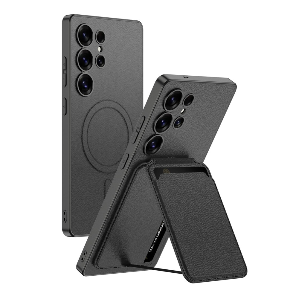 Leather Case Magnetic Detachable Wallet With Kickstand Shockproof Protective Cover For Samsung Galaxy S25 Plus Black 9330225022206