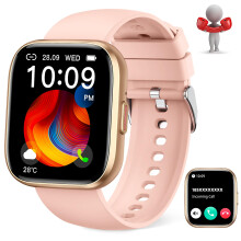 Smartwatch for iPhone and Android Pink Fitness Tracker with Calls Heart Rate Sleep IPX8 Waterproof