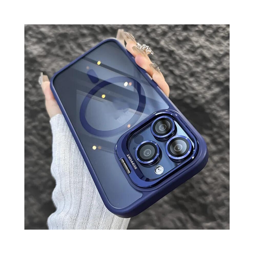 Case Compatible With Magsafe For Iphone 12 Pro Max Shockproof Magnetic Cover With Kickstand And Lens Protection Blue 9330225022480