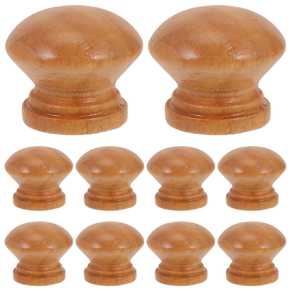Wooden Drawer Knobs With Solid Wood Handle For Dresser And Wardrobe Mushroom Shape Pulls Light Yellow 20Pcs 9365509597996