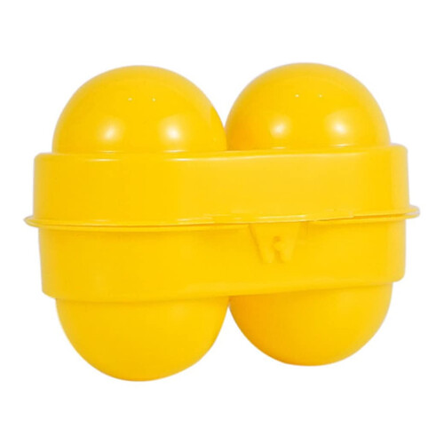 Mini Egg Holder 2 Grids Egg Storage Container Picnic Camping Egg Carrier with Fixed Handle The portable handle Yellow