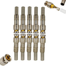 10 Pack BNC Male ScrewOn Connectors RG59 RG6 Gold Plated for CCTV Security Camera Systems