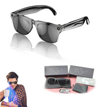 Smart Glasses with 8MP Camera Bluetooth Music Calling 144 Language Translation UV Protection Black