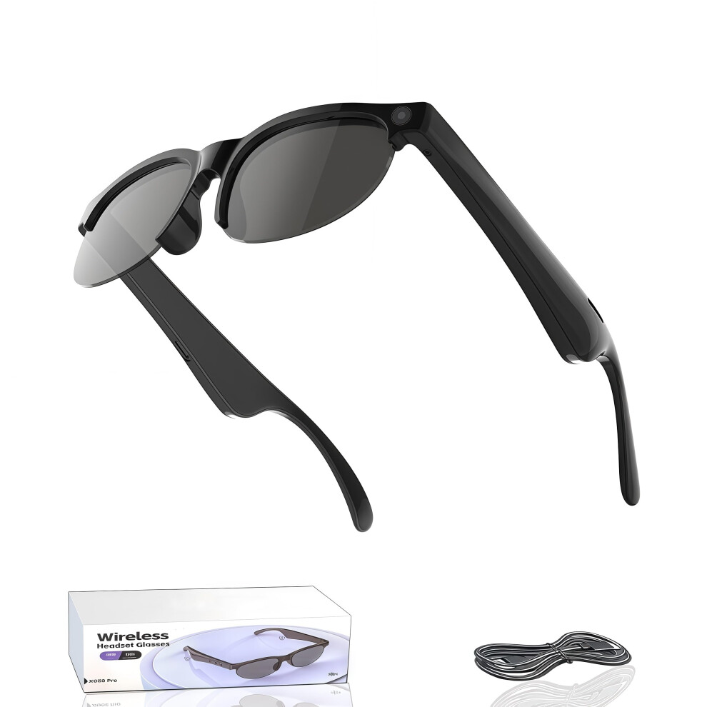 Smart Glasses With 8Mp Hd Camera, Ai Voice Assistant, Openear Audio, Realtime Translation, Classic Black 9455672288897