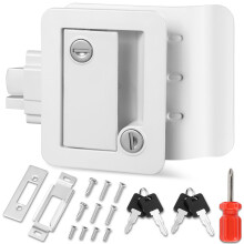 RV Door Lock with Secure Keyed Deadbolt, Weatherproof Metal Camper Door Lock Replacement, White