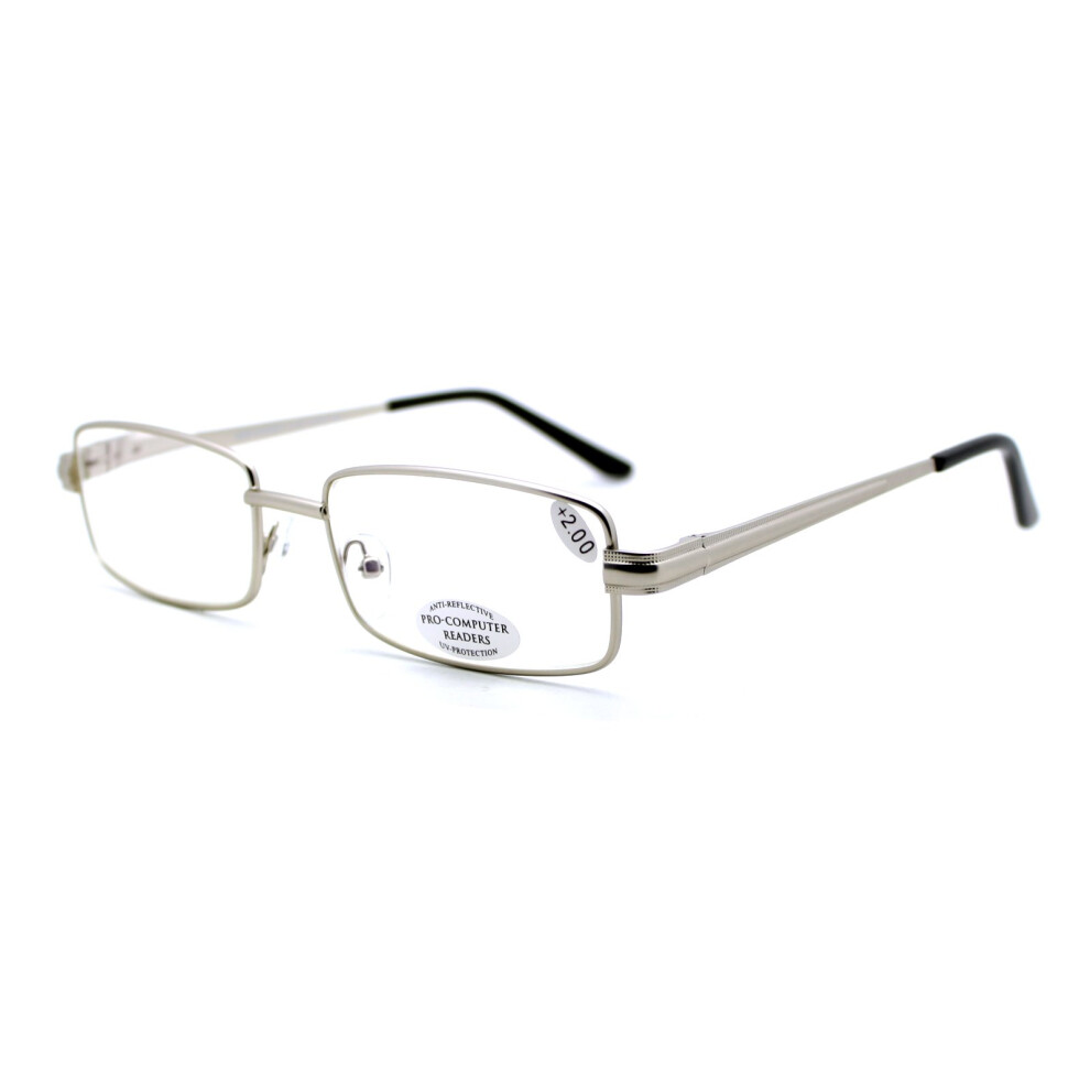 Computer Reading Glasses +3.00 Silver Frame AntiGlare Lens for Screen Use