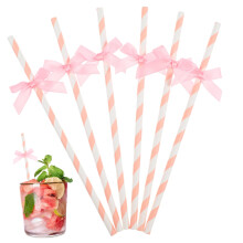 60Pcs Bow Tie Paper Drinking Straws for Parties and Cakes, Decorative Disposable Party Straws