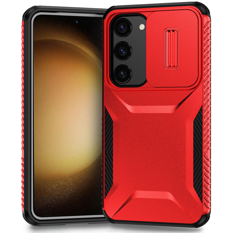 Case With Sliding Camera Cover, Military Grade Shockproof Nonslip Protective Cover For Samsung Galaxy S23 Red 9330225523543