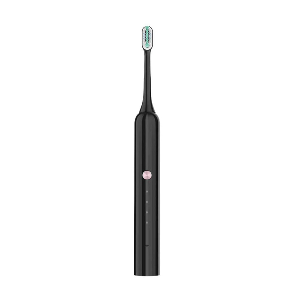 Black Rechargeable Electric Toothbrush Waterproof Usb Fast Charging Whitening Brush Head