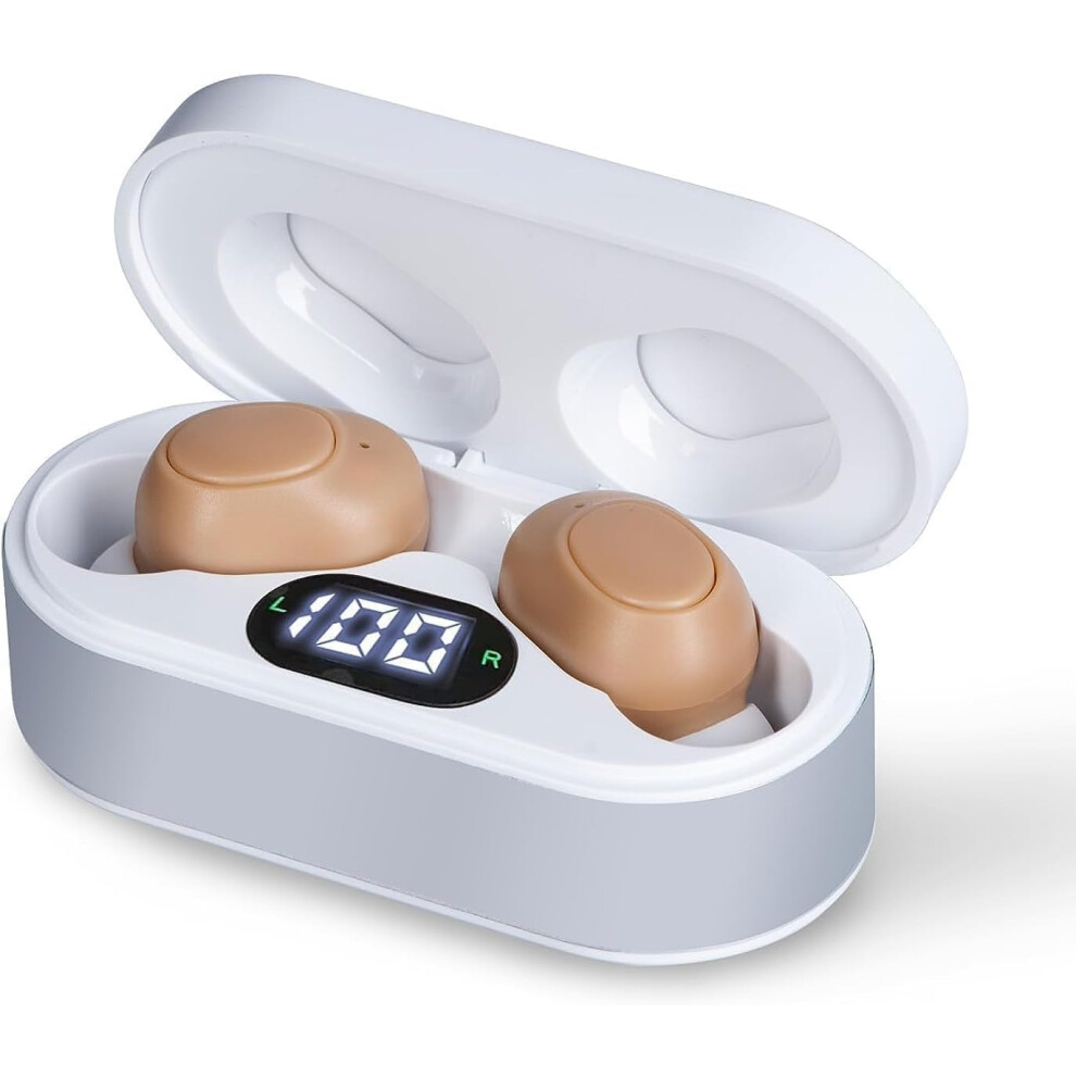 White Rechargeable Hearing Aids For Seniors With Noise Reduction And Invisible Inear Design,